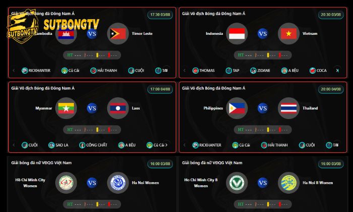 SutbongTV – Trải nghiệm xem thể thao trực tuyến thế hệ mới 5 Bảng xếp hạng và lịch thi đấu được cập nhật liên tục